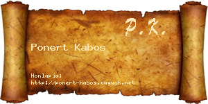 Ponert Kabos névjegykártya